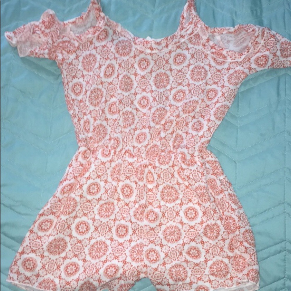 Girls orange floral romper